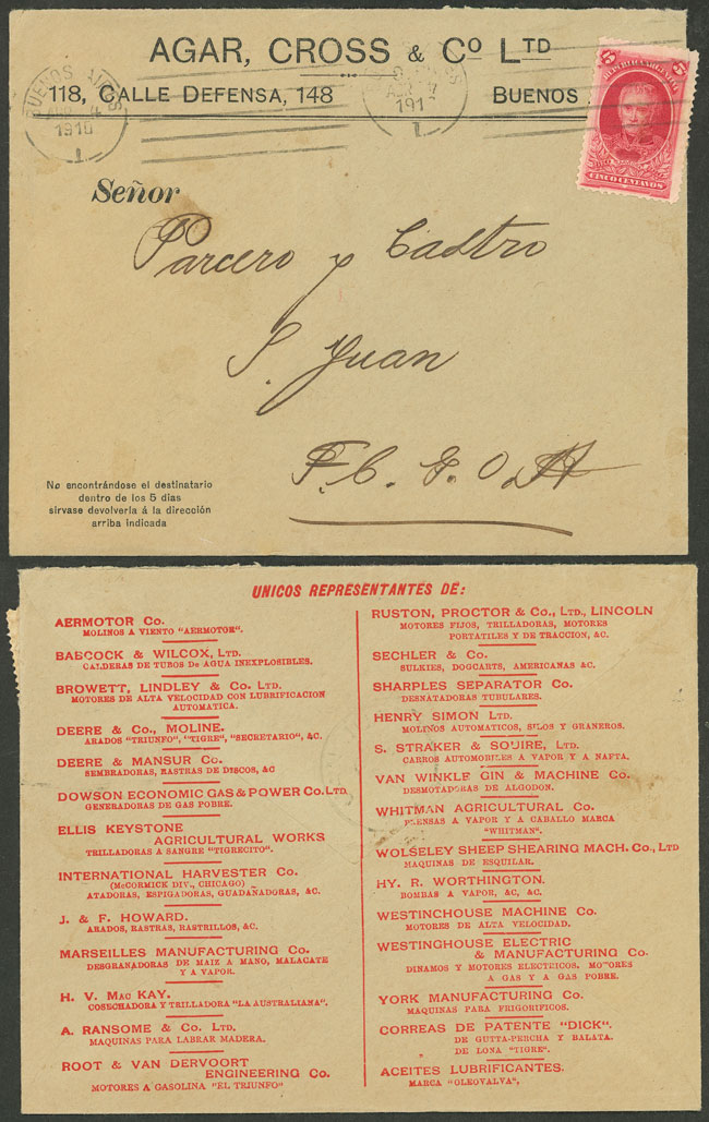 Lot 303 - Argentina postal history - Guillermo Jalil - Philatino Auction # 2341 ARGENTINA: Special November auction Lot 303 - Argentina postal history - Guillermo Jalil - Philatino Auction # 2341 ARGENTINA: Special November auction