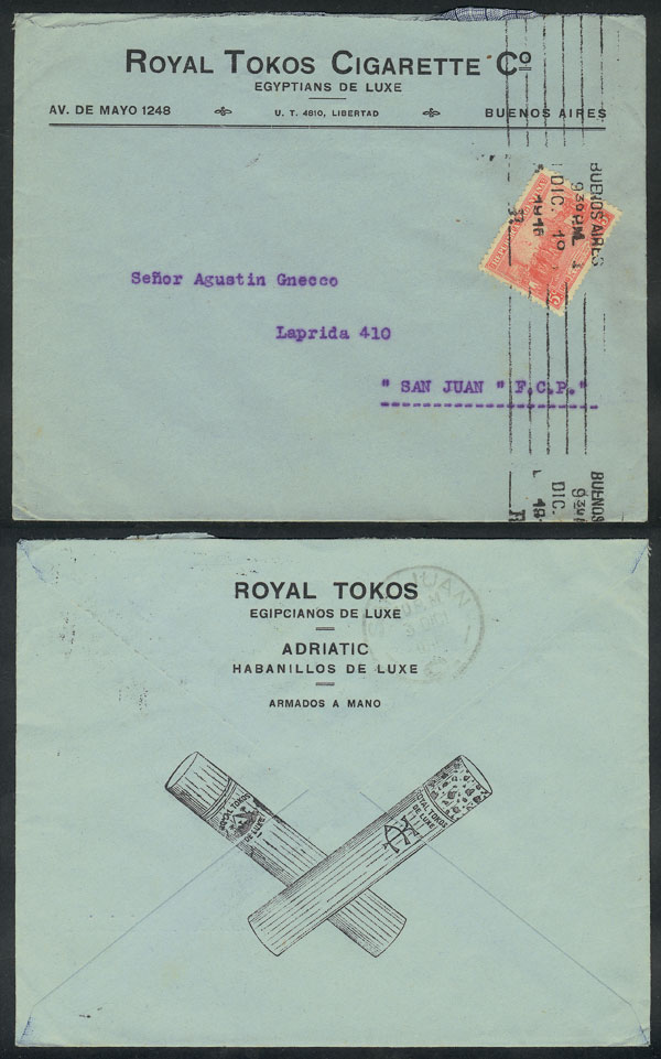 Lot 314 - Argentina postal history - Guillermo Jalil - Philatino Auction # 2341 ARGENTINA: Special November auction Lot 314 - Argentina postal history - Guillermo Jalil - Philatino Auction # 2341 ARGENTINA: Special November auction