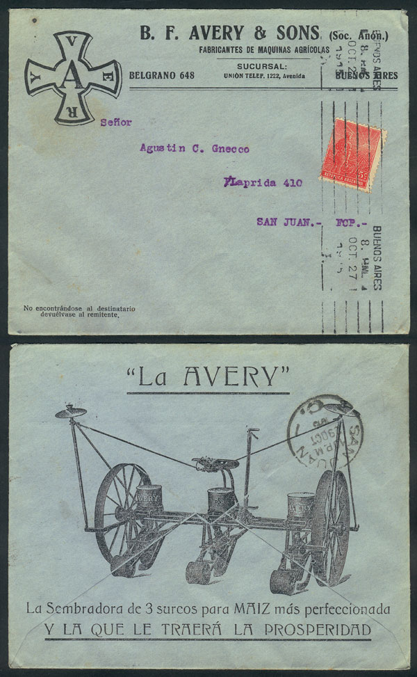 Lot 311 - Argentina postal history - Guillermo Jalil - Philatino Auction # 2341 ARGENTINA: Special November auction Lot 311 - Argentina postal history - Guillermo Jalil - Philatino Auction # 2341 ARGENTINA: Special November auction