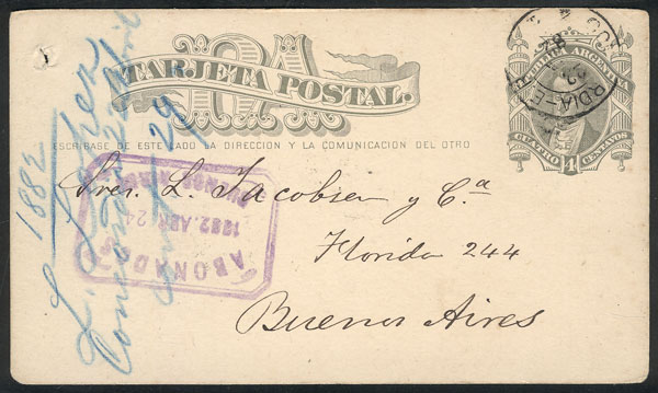 Lot 1191 - Argentina postal history - Guillermo Jalil - Philatino Auction # 2344 ARGENTINA: Lot 1191 - Argentina postal history - Guillermo Jalil - Philatino Auction # 2344 ARGENTINA: