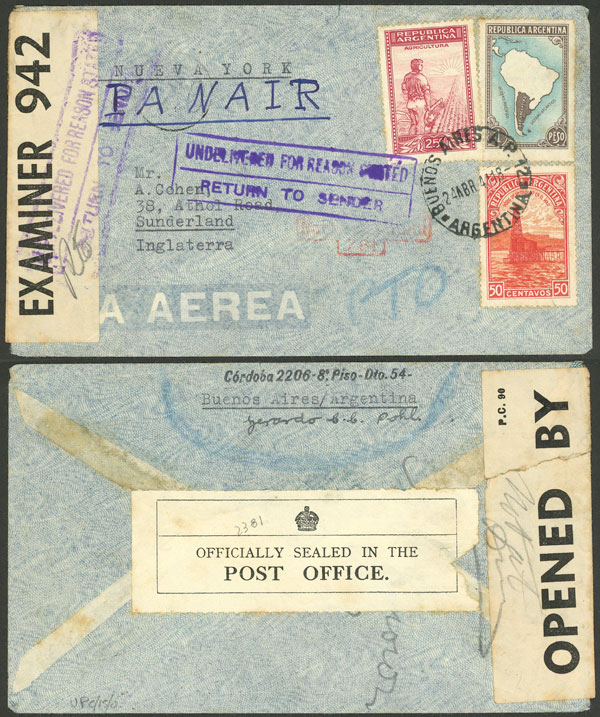 Lot 1241 - Argentina postal history - Guillermo Jalil - Philatino Auction # 2344 ARGENTINA: Lot 1241 - Argentina postal history - Guillermo Jalil - Philatino Auction # 2344 ARGENTINA: