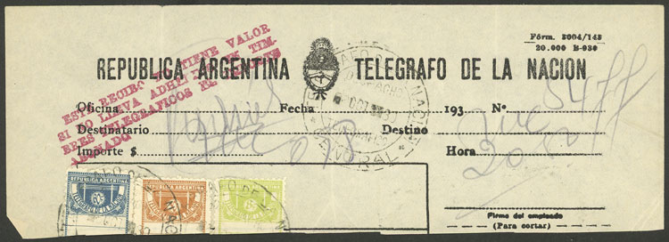 Lot 1156 - Argentina telegraph stamps - Guillermo Jalil - Philatino Auction # 2344 ARGENTINA: Lot 1156 - Argentina telegraph stamps - Guillermo Jalil - Philatino Auction # 2344 ARGENTINA: