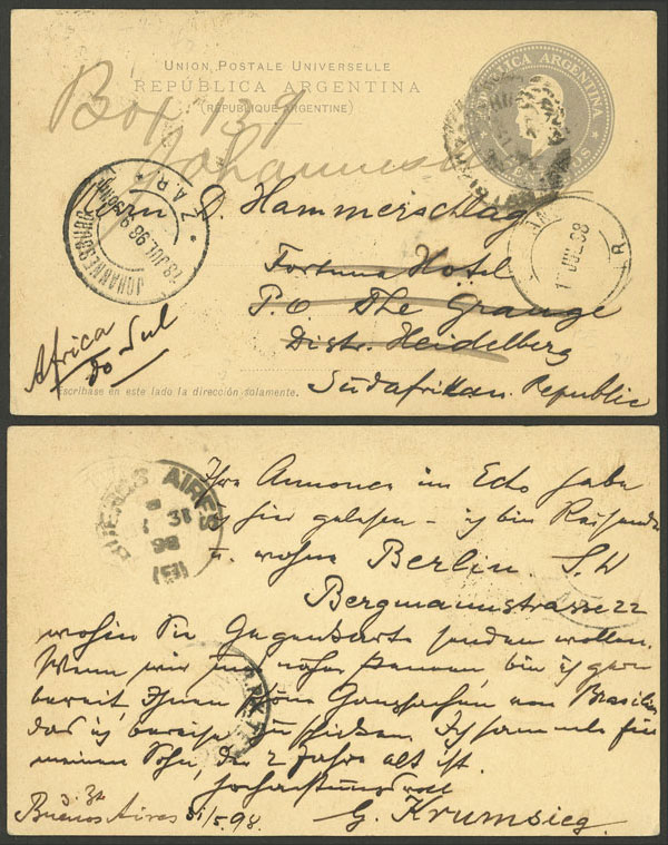 Lot 1207 - Argentina postal history - Guillermo Jalil - Philatino Auction # 2344 ARGENTINA: Lot 1207 - Argentina postal history - Guillermo Jalil - Philatino Auction # 2344 ARGENTINA: