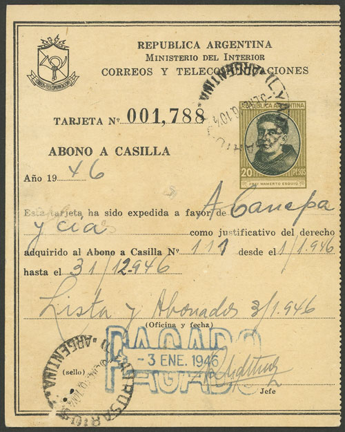 Lot 1165 - Argentina Postal stationery - Guillermo Jalil - Philatino Auction # 2344 ARGENTINA: Lot 1165 - Argentina Postal stationery - Guillermo Jalil - Philatino Auction # 2344 ARGENTINA: