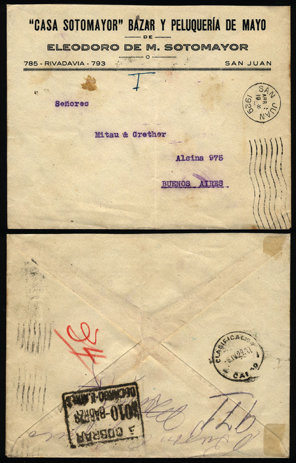 Lot 1230 - Argentina postal history - Guillermo Jalil - Philatino Auction # 2344 ARGENTINA: Lot 1230 - Argentina postal history - Guillermo Jalil - Philatino Auction # 2344 ARGENTINA: