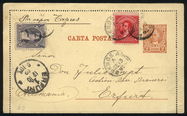 Lot 1205 - Argentina postal history - Guillermo Jalil - Philatino Auction # 2344 ARGENTINA: Lot 1205 - Argentina postal history - Guillermo Jalil - Philatino Auction # 2344 ARGENTINA: