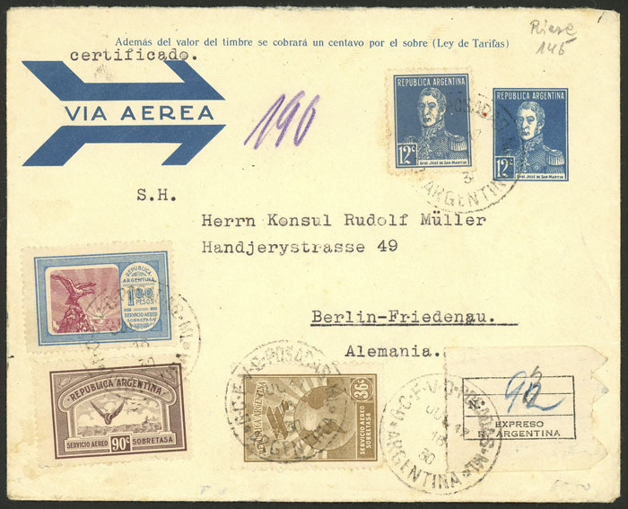 Lot 206 - Argentina POSTAL HISTORY - FLIGHTS -  Guillermo Jalil - Philatino Auction # 2345 ARGENTINA: Special auction of late November