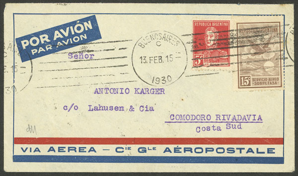 Lot 202 - Argentina POSTAL HISTORY - FLIGHTS -  Guillermo Jalil - Philatino Auction # 2345 ARGENTINA: Special auction of late November