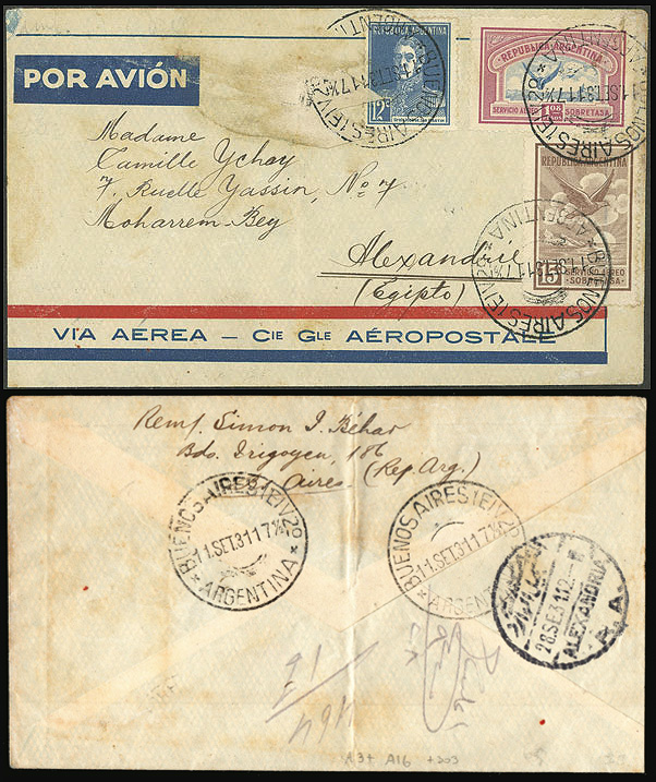 Lot 207 - Argentina POSTAL HISTORY - FLIGHTS -  Guillermo Jalil - Philatino Auction # 2345 ARGENTINA: Special auction of late November