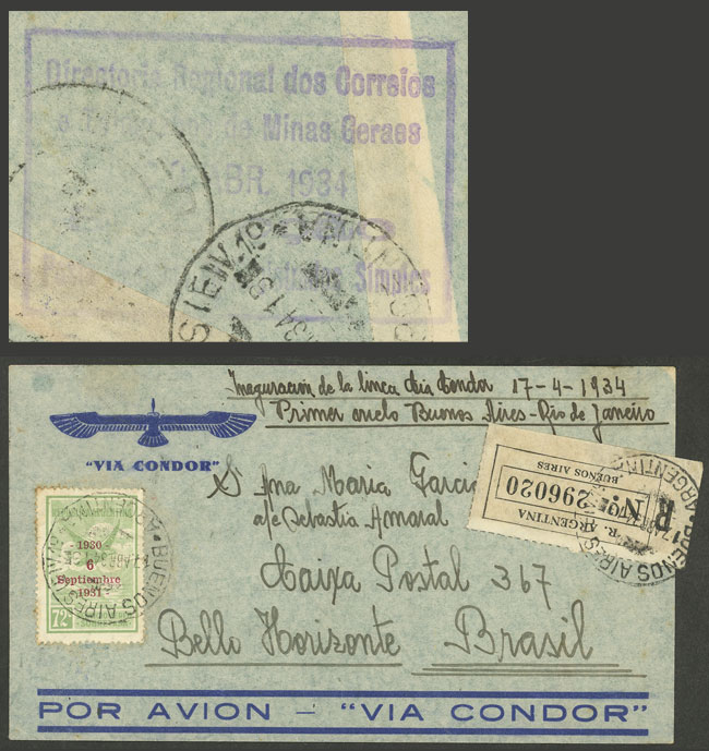 Lot 211 - Argentina POSTAL HISTORY - FLIGHTS -  Guillermo Jalil - Philatino Auction # 2345 ARGENTINA: Special auction of late November