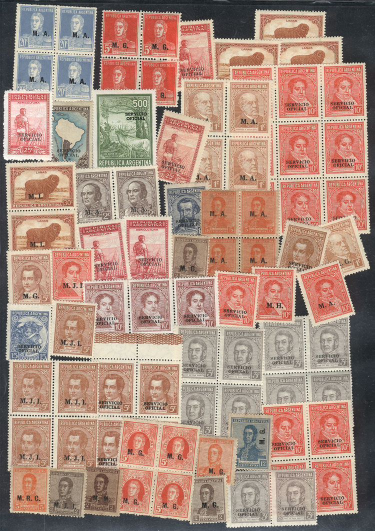 Lot 1277 - Argentina official stamps -  Guillermo Jalil - Philatino Auction # 2348 ARGENTINA: General auction with material of all periods, including rarities