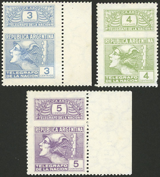 Lot 1286 - Argentina telegraph stamps -  Guillermo Jalil - Philatino Auction # 2348 ARGENTINA: General auction with material of all periods, including rarities