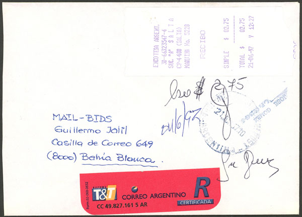 Lot 1479 - Argentina postal history -  Guillermo Jalil - Philatino Auction # 2348 ARGENTINA: General auction with material of all periods, including rarities
