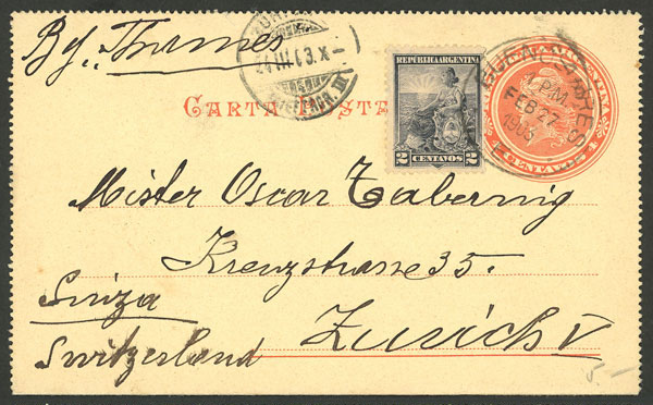 Lot 1351 - Argentina postal history -  Guillermo Jalil - Philatino Auction # 2348 ARGENTINA: General auction with material of all periods, including rarities