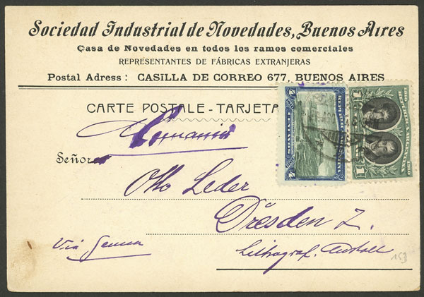 Lot 1354 - Argentina postal history - Guillermo Jalil - Philatino Auction # 2348 ARGENTINA: General auction with material of all periods, including rarities Lot 1354 - Argentina postal history - Guillermo Jalil - Philatino Auction # 2348 ARGENTINA: General auction with material of all periods, including rarities