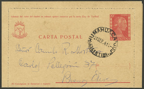 Lot 1420 - Argentina postal history -  Guillermo Jalil - Philatino Auction # 2348 ARGENTINA: General auction with material of all periods, including rarities