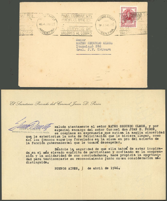 Lot 1395 - Argentina postal history -  Guillermo Jalil - Philatino Auction # 2348 ARGENTINA: General auction with material of all periods, including rarities