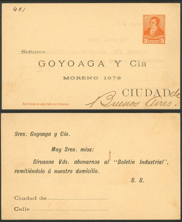 Lot 1328 - Argentina Postal stationery - Guillermo Jalil - Philatino Auction # 2348 ARGENTINA: General auction with material of all periods, including rarities Lot 1328 - Argentina Postal stationery - Guillermo Jalil - Philatino Auction # 2348 ARGENTINA: General auction with material of all periods, including rarities