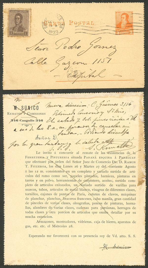 Lot 1357 - Argentina postal history - Guillermo Jalil - Philatino Auction # 2348 ARGENTINA: General auction with material of all periods, including rarities Lot 1357 - Argentina postal history - Guillermo Jalil - Philatino Auction # 2348 ARGENTINA: General auction with material of all periods, including rarities