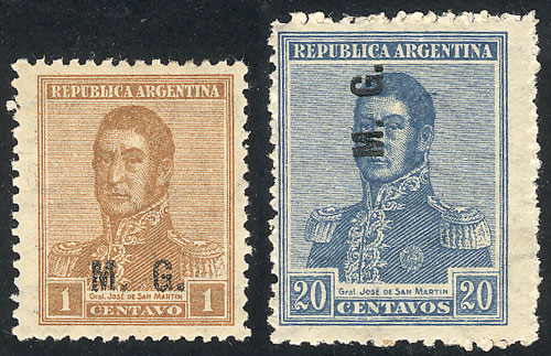 Lot 1173 - Argentina official stamps -  Guillermo Jalil - Philatino Auction # 2348 ARGENTINA: General auction with material of all periods, including rarities