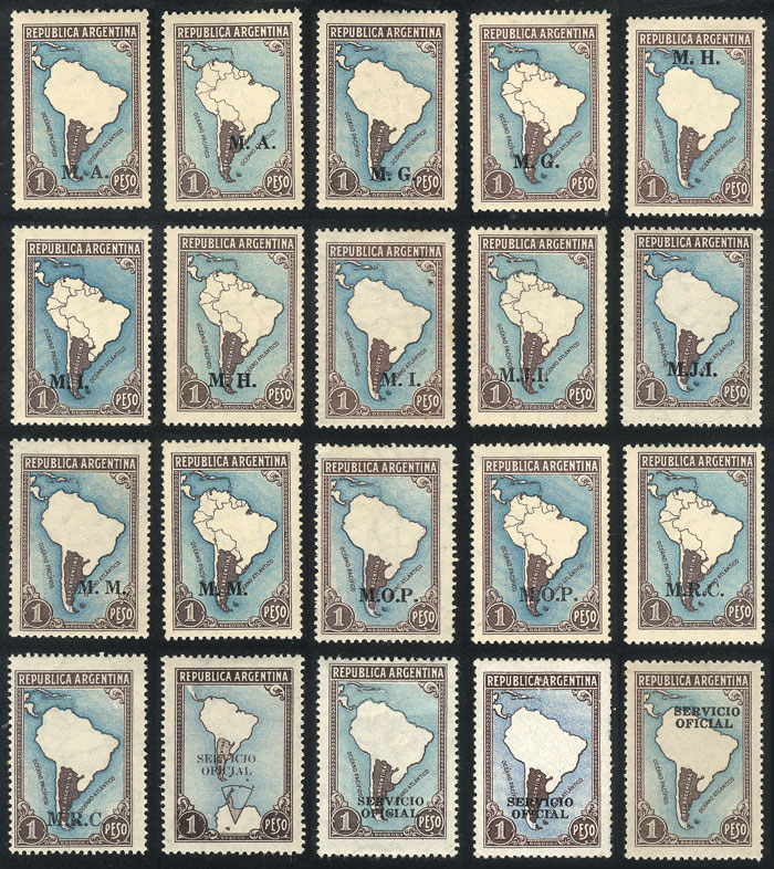 Lot 1164 - Argentina official stamps -  Guillermo Jalil - Philatino Auction # 2348 ARGENTINA: General auction with material of all periods, including rarities