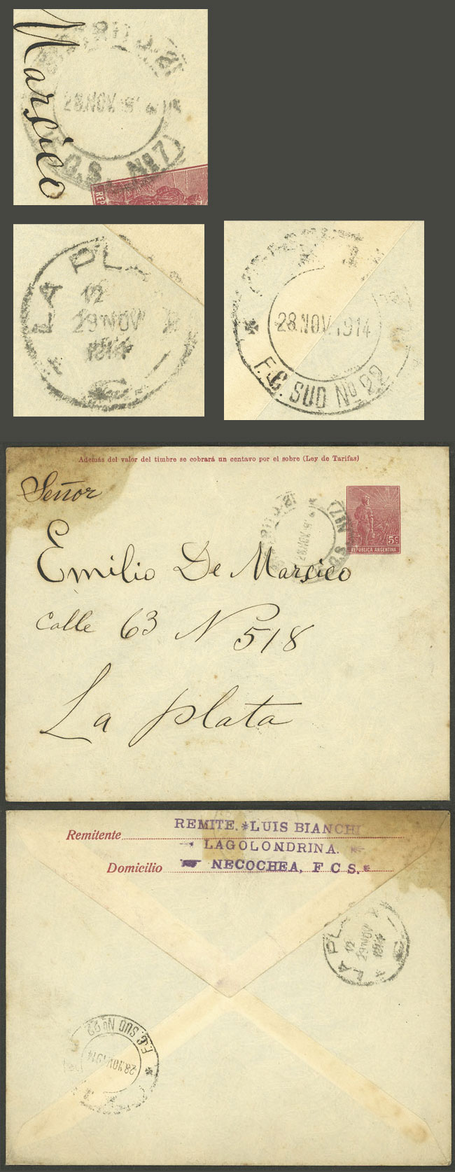 Lot 1349 - Argentina postal history - Guillermo Jalil - Philatino Auction # 2401 ARGENTINA: Lot 1349 - Argentina postal history - Guillermo Jalil - Philatino Auction # 2401 ARGENTINA: