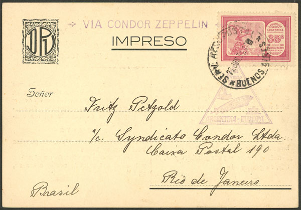 Lot 1372 - Argentina postal history -  Guillermo Jalil - Philatino Auction # 2401 ARGENTINA: 