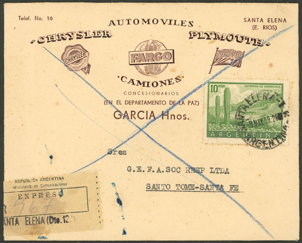 Lot 1408 - Argentina postal history - Guillermo Jalil - Philatino Auction # 2401 ARGENTINA: Lot 1408 - Argentina postal history - Guillermo Jalil - Philatino Auction # 2401 ARGENTINA: