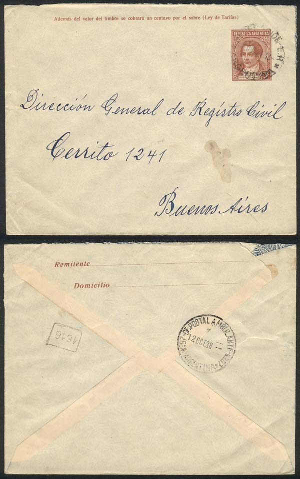 Lot 1380 - Argentina postal history -  Guillermo Jalil - Philatino Auction # 2401 ARGENTINA: 