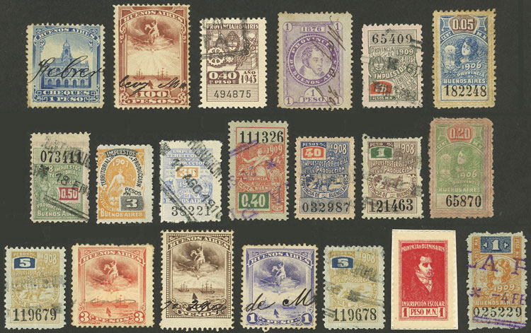 Lot 1477 - Argentina revenue stamps -  Guillermo Jalil - Philatino Auction # 2403 ARGENTINA: 