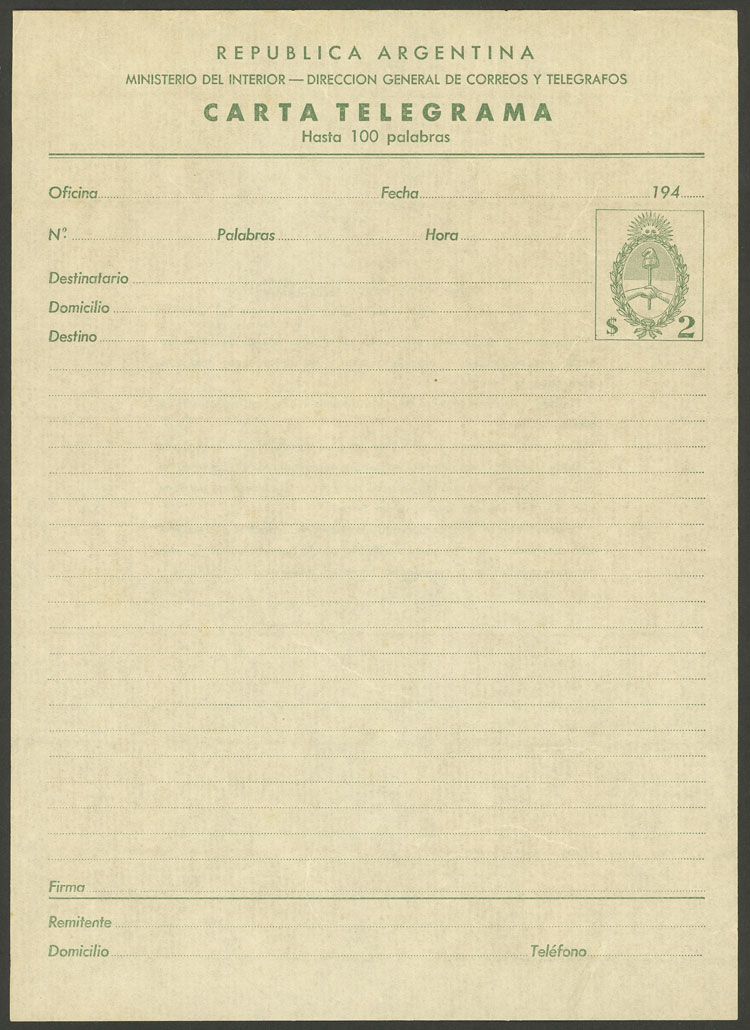Lot 1383 - Argentina Postal stationery - Guillermo Jalil - Philatino Auction # 2403 ARGENTINA: Lot 1383 - Argentina Postal stationery - Guillermo Jalil - Philatino Auction # 2403 ARGENTINA: