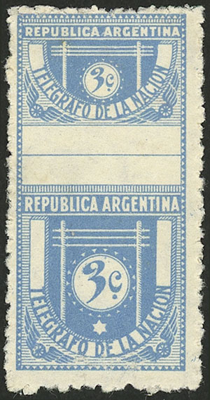 Lot 1283 - Argentina telegraph stamps - Guillermo Jalil - Philatino Auction # 2403 ARGENTINA: Lot 1283 - Argentina telegraph stamps - Guillermo Jalil - Philatino Auction # 2403 ARGENTINA: