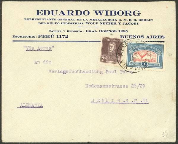 Lot 1432 - Argentina postal history -  Guillermo Jalil - Philatino Auction # 2403 ARGENTINA: 