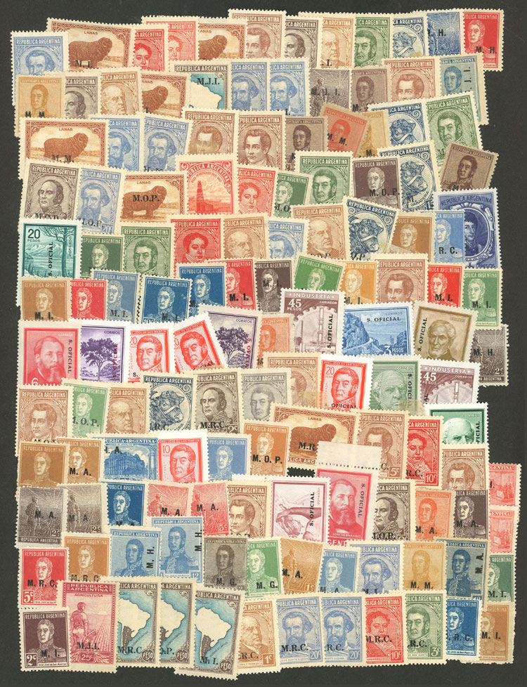 Lot 1276 - Argentina OFFICIAL STAMPS - LOTS - Guillermo Jalil - Philatino Auction # 2403 ARGENTINA: Lot 1276 - Argentina OFFICIAL STAMPS - LOTS - Guillermo Jalil - Philatino Auction # 2403 ARGENTINA:
