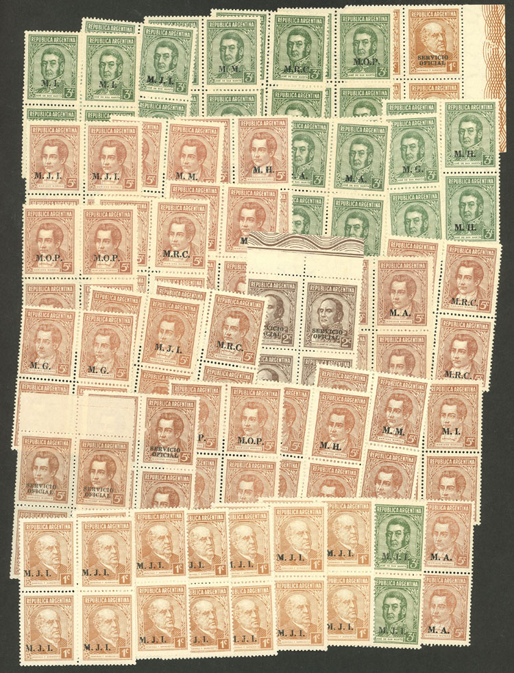 Lot 1275 - Argentina OFFICIAL STAMPS - LOTS - Guillermo Jalil - Philatino Auction # 2403 ARGENTINA: Lot 1275 - Argentina OFFICIAL STAMPS - LOTS - Guillermo Jalil - Philatino Auction # 2403 ARGENTINA: