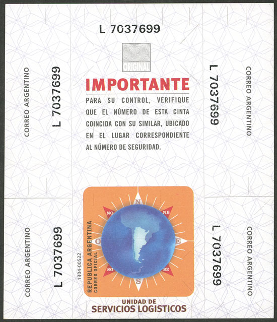 Lot 1165 - Argentina parcel post seals -  Guillermo Jalil - Philatino Auction # 2403 ARGENTINA: 