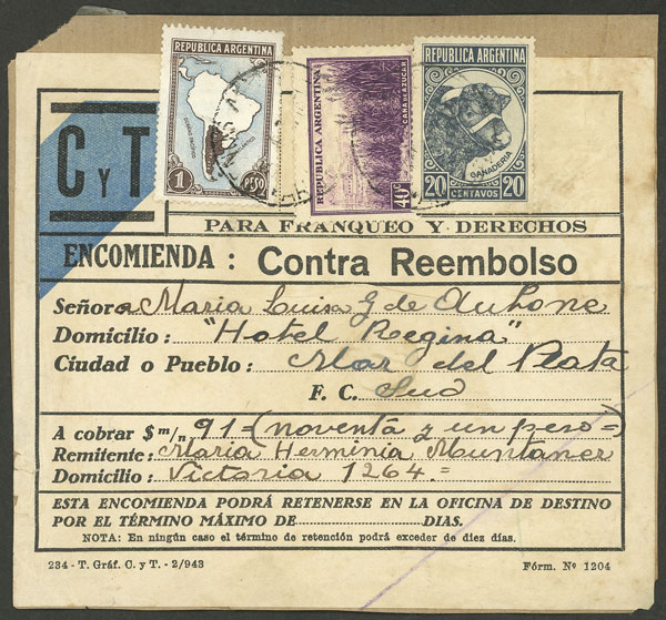 Lot 1421 - Argentina postal history -  Guillermo Jalil - Philatino Auction # 2403 ARGENTINA: 