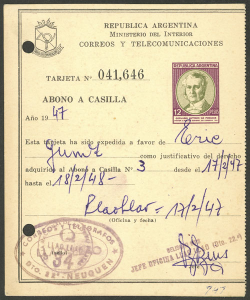 Lot 1314 - Argentina Postal stationery - Guillermo Jalil - Philatino Auction # 2403 ARGENTINA: Lot 1314 - Argentina Postal stationery - Guillermo Jalil - Philatino Auction # 2403 ARGENTINA: