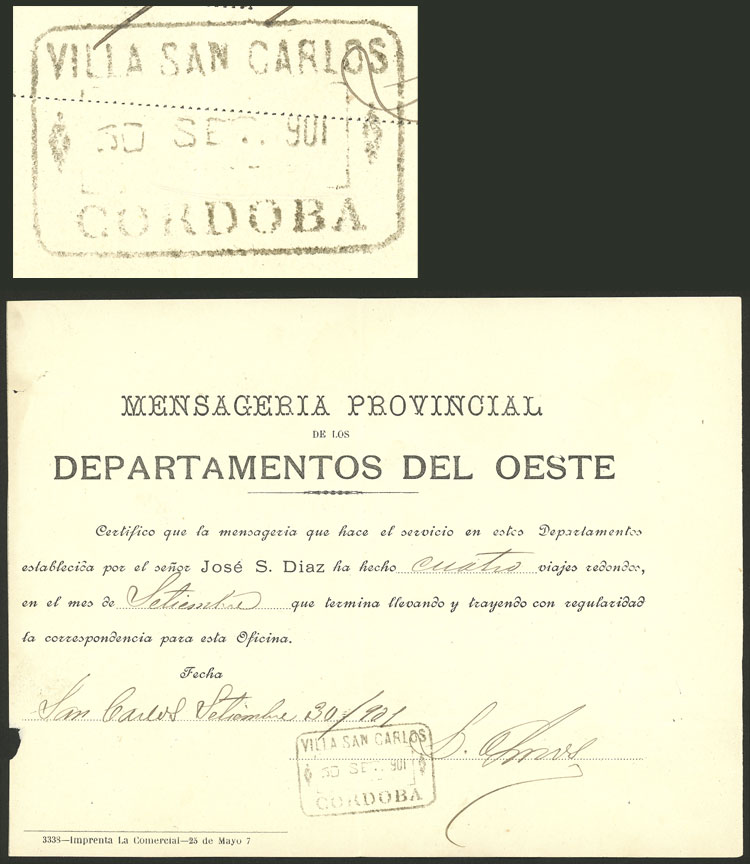 Lot 271 - Argentina postal history -  Guillermo Jalil - Philatino Auction # 2404 ARGENTINA: Special February auction (2nd part)