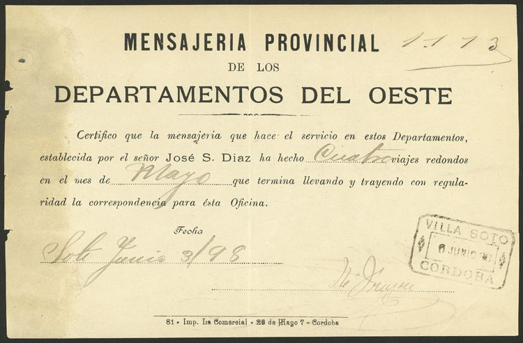 Lot 264 - Argentina postal history -  Guillermo Jalil - Philatino Auction # 2404 ARGENTINA: Special February auction (2nd part)