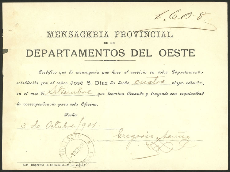 Lot 272 - Argentina postal history -  Guillermo Jalil - Philatino Auction # 2404 ARGENTINA: Special February auction (2nd part)