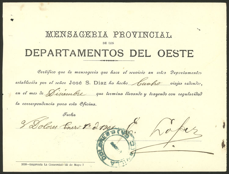 Lot 267 - Argentina postal history -  Guillermo Jalil - Philatino Auction # 2404 ARGENTINA: Special February auction (2nd part)