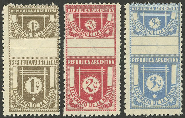 Lot 932 - Argentina telegraph stamps - Guillermo Jalil - Philatino Auction # 2405 ARGENTINA: Lot 932 - Argentina telegraph stamps - Guillermo Jalil - Philatino Auction # 2405 ARGENTINA: