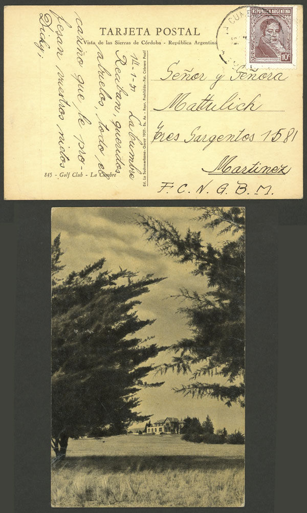 Lot 1015 - Argentina postal history - Guillermo Jalil - Philatino Auction # 2405 ARGENTINA: Lot 1015 - Argentina postal history - Guillermo Jalil - Philatino Auction # 2405 ARGENTINA: