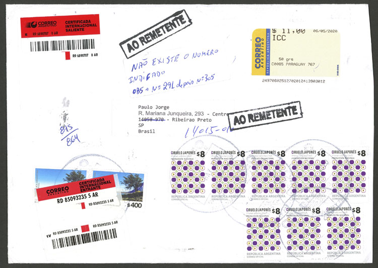 Lot 1062 - Argentina postal history -  Guillermo Jalil - Philatino Auction # 2405 ARGENTINA: