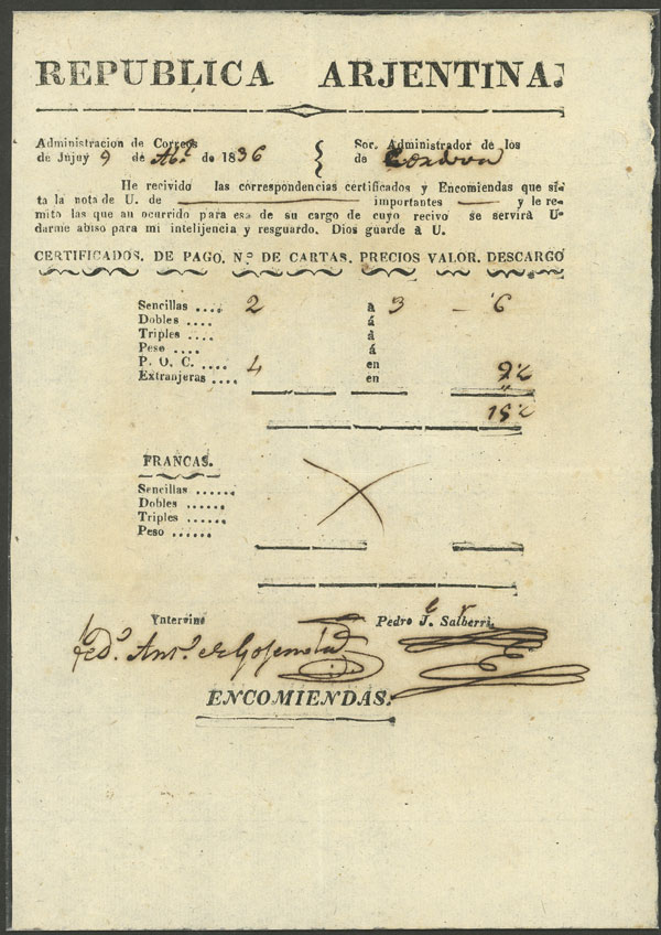 Lot 957 - Argentina postal history -  Guillermo Jalil - Philatino Auction # 2405 ARGENTINA: