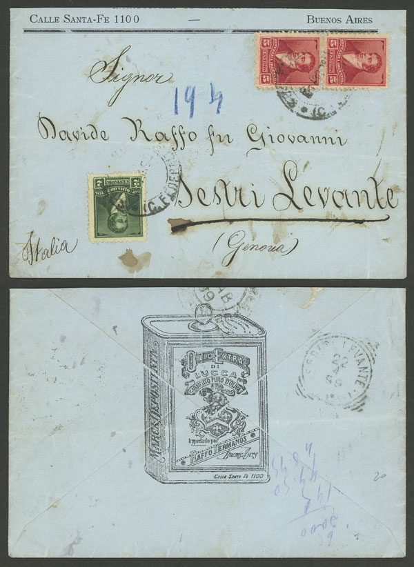 Lot 1065 - Argentina postal history -  Guillermo Jalil - Philatino Auction # 2406 ARGENTINA: General auction with very interesting material
