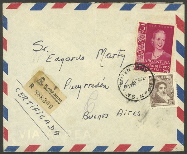 Lot 1455 - Argentina postal history -  Guillermo Jalil - Philatino Auction # 2414 ARGENTINA: Super-economy auction with many interesting lots with VERY LOW PRICES!