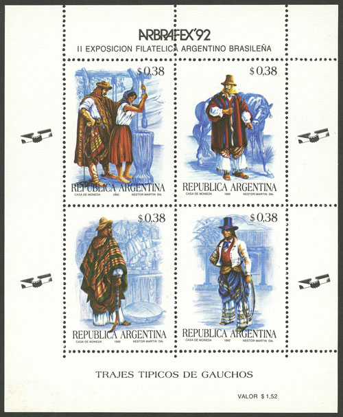 Lot 1241 - Argentina souvenir sheets -  Guillermo Jalil - Philatino Auction # 2414 ARGENTINA: Super-economy auction with many interesting lots with VERY LOW PRICES!