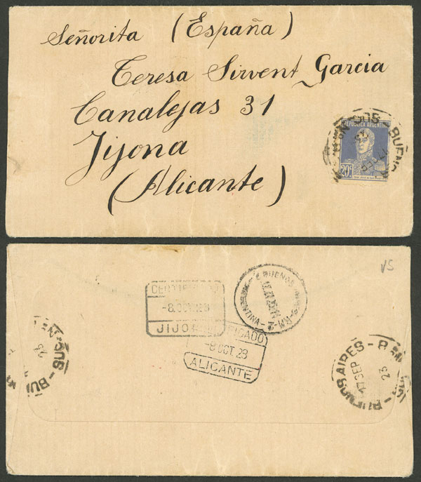 Lot 1419 - Argentina postal history - Guillermo Jalil - Philatino Auction # 2414 ARGENTINA: Super-economy auction with many interesting lots with VERY LOW PRICES! Lot 1419 - Argentina postal history - Guillermo Jalil - Philatino Auction # 2414 ARGENTINA: Super-economy auction with many interesting lots with VERY LOW PRICES!
